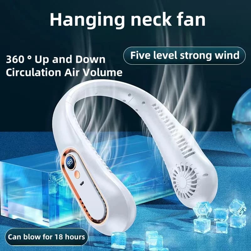 Portable Leaf less Neck Hanging Fan USB Charging Outdoor Sports Silent Fan Mini Lazy Neck Hanging Fan